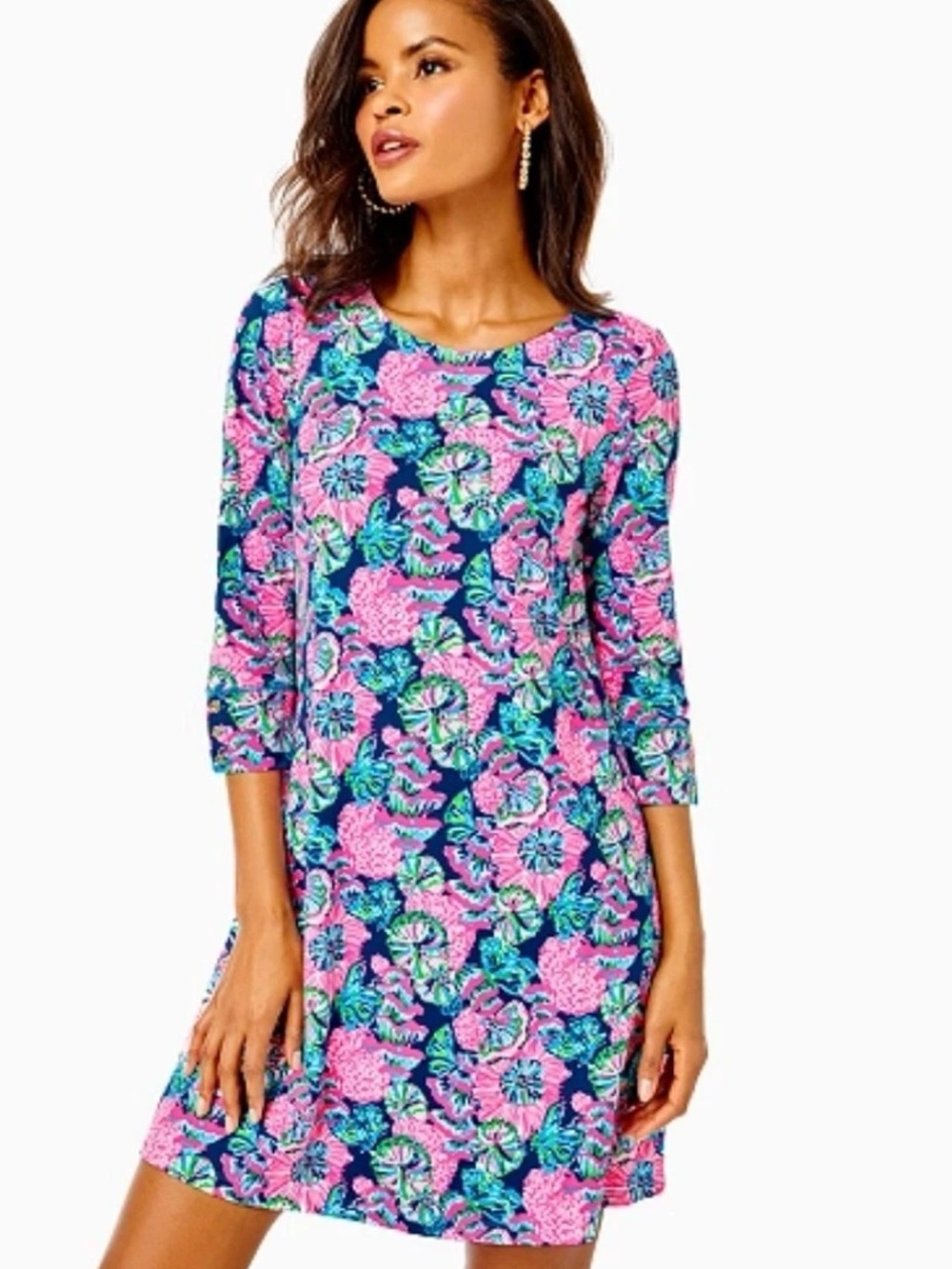 Lilly Pulitzer Chilly Lilly Solia UPF 50+ Dress in Oyster Bay Navy, Size L